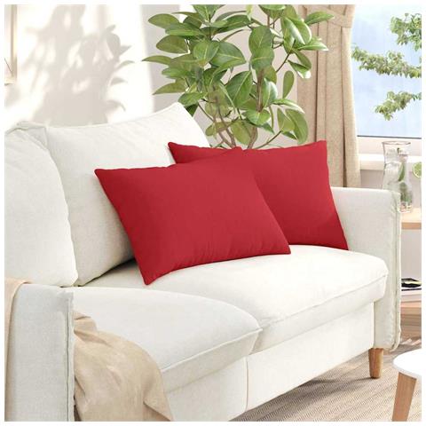 Cuscini da Divano 2 pcs Rosso 60 x 40 cm Tessuto - Foto 2