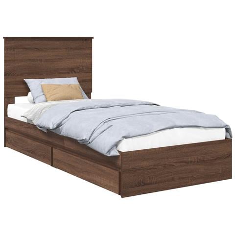 Letto con Contenitore con testiera Rovere Marrone 75 x 190 cm - Foto 1