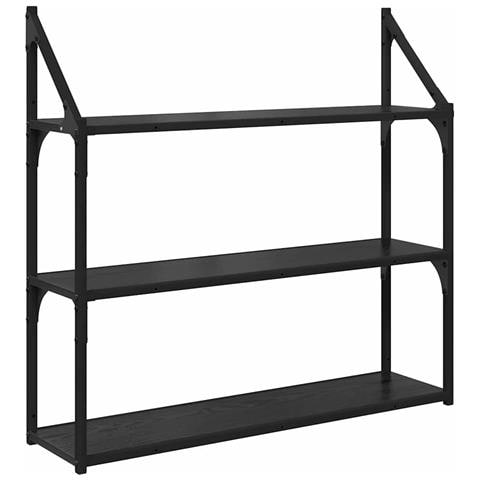 Scaffale da parete Rovere Nero 80 x 21 x 78,5 cm - Foto 1