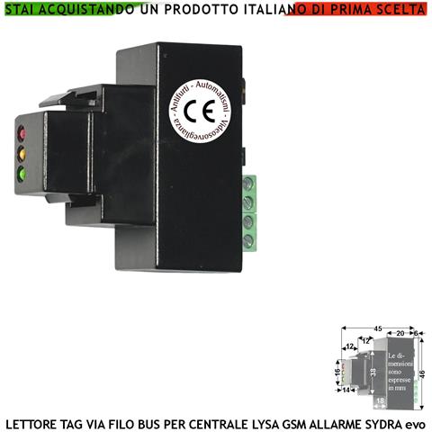 Lettore Chiavi Di Prossimità Univoche Per Centrale Antifurto Lysa Evo Gsm Collegamento Bus Tre Led Segnalano Stato E F - Foto 1