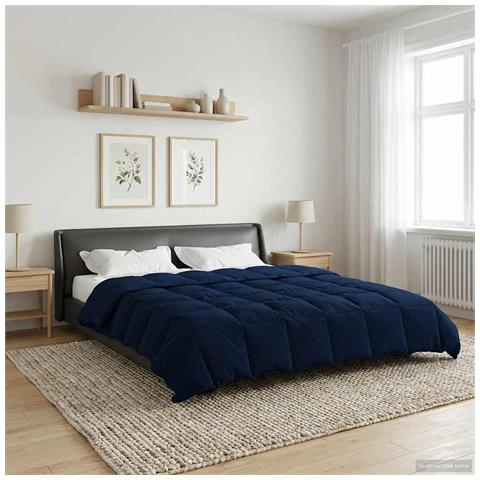 Duvet Invernale Trapuntato Blu Scuro 220 x 240 cm Microfibra - Foto 2