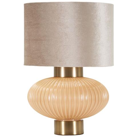 Lampada Da Tavolo Perly -b- In Vetro Perlato Globo Con Paralume In Velluto Ø 33 Cm - Foto 1