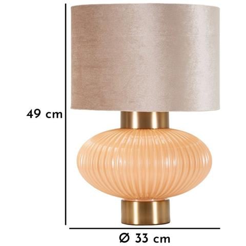 Lampada Da Tavolo Perly -b- In Vetro Perlato Globo Con Paralume In Velluto Ø 33 Cm - Foto 7