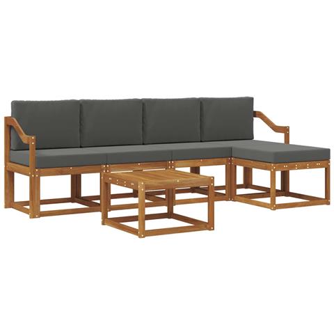 Set di divani da esterno con cuscino 6 pcs Naturale e Antracite - Foto 1