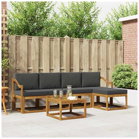 Set di divani da esterno con cuscino 6 pcs Naturale e Antracite - Foto 2