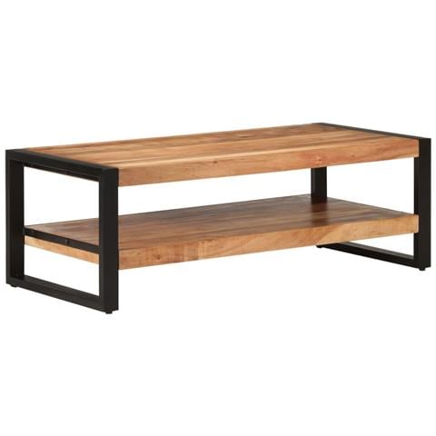 Tavolino da Salotto 120x55x40 cm in Legno Massello di Acacia - Foto 9