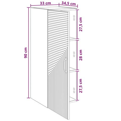 Mobiletto a muro Bianco Lucido 33 x 34,5 x 90 cm - Foto 8