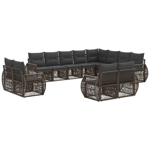 Set Divano da Giardino 12 pcs Grigio e Grigio Scuro polyrattan - Foto 1