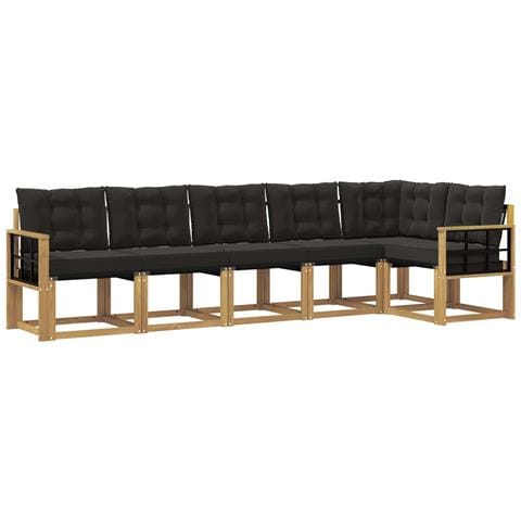 Set di divani da esterno con cuscino 6 pcs Bianco e Nero - Foto 1