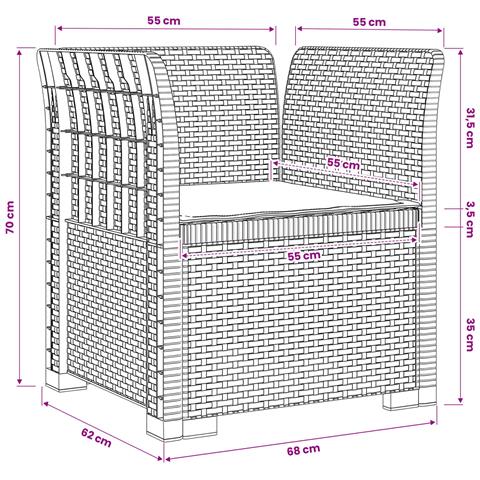 Poltrona a 1 Posto con Cuscino Aspetto Rattan PP Grigio Chiaro - Foto 9