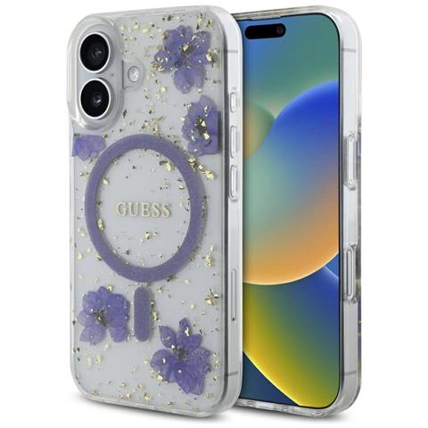 Custodia Per Iphone 16 Con Fiori Lucidi, Viola - Foto 1