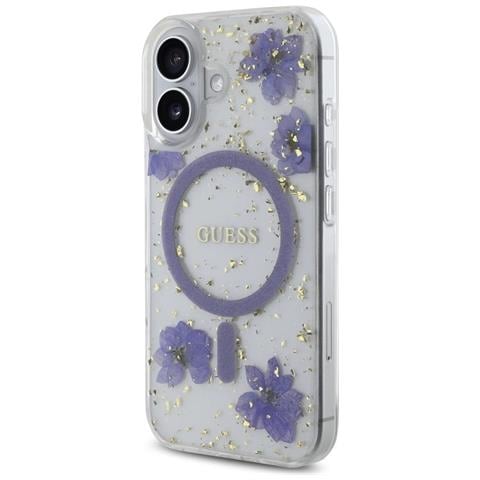 Custodia Per Iphone 16 Con Fiori Lucidi, Viola - Foto 2