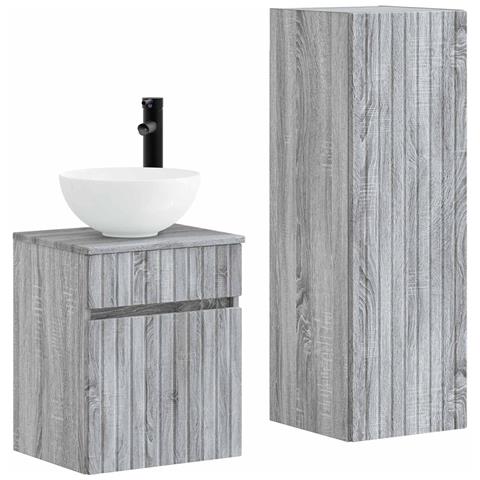 Set di mobili per il bagno 2 pz Sonoma grigio - Foto 1