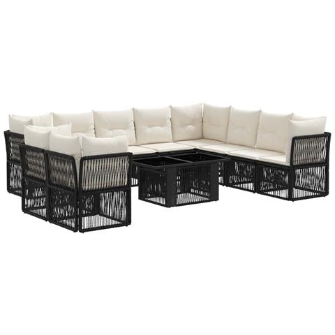 Set Divano da Giardino 11 pz Nero polyrattan - Foto 1