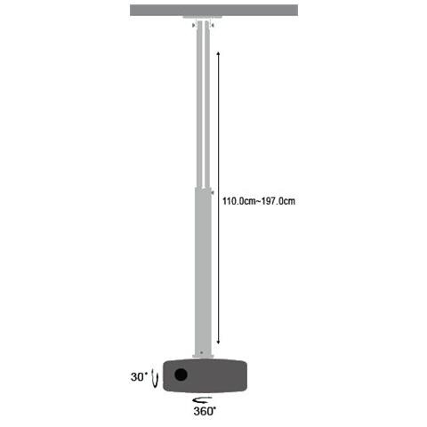 ICA-PM 104XL - Supporto a soffitto profess. per proiettori estensione 110 - 197 cm - Foto 3