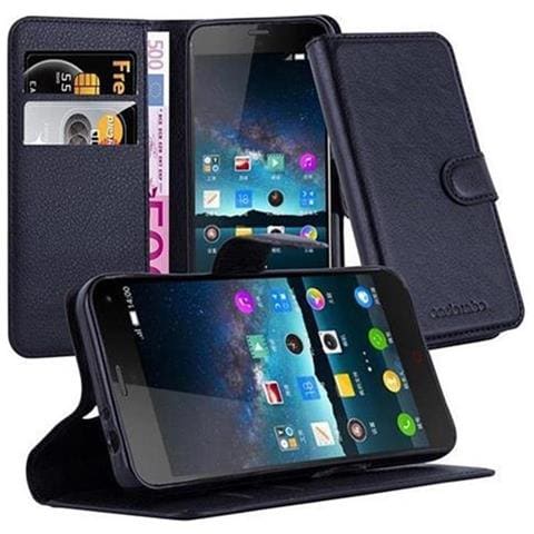 Custodia Compatibile Con Zte Nubia Z7 Mini In Nero Carbone - Coperchio Protettiva Con Chiusura Magnetica, Funzione Stand E Tasca Per Le Carte - Foto 1