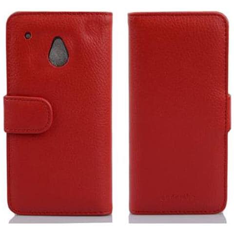 Custodia Compatibile Con Htc One M4 Mini In Rosso Cremisi - Coperchio Protettivo In Ecopelle Testurizzata E Tasca Per Carte Di Credito - Foto 2