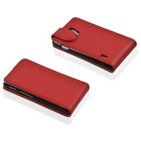 Custodia Compatibile Con Lg Optimus L7 Ii In Rosso Cremisi - Coperchio Protettivo In Design Flip Realizzato In Similpelle Testurizzata - Foto 2
