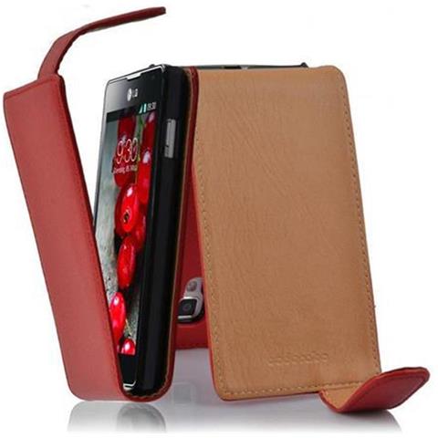 Custodia Compatibile Con Lg Optimus L7 Ii In Rosso Cremisi - Coperchio Protettivo In Design Flip Realizzato In Similpelle Testurizzata - Foto 3
