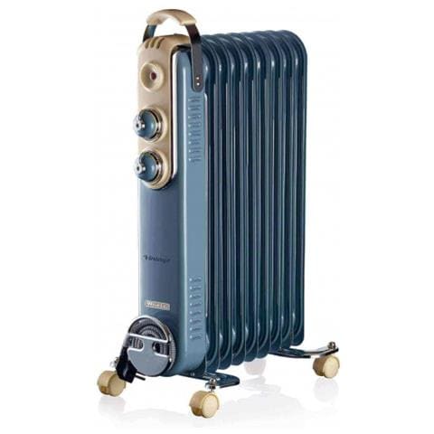 Radiatore a Olio Vintage 11 Elementi Potenza 2500 W Colore Celeste - Foto 1