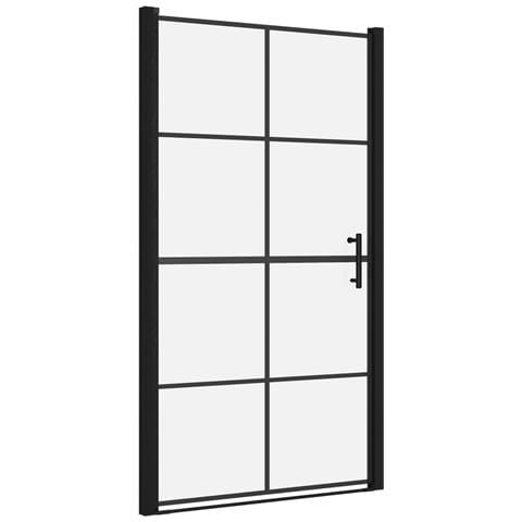 Porta per Doccia in Vetro Temperato 100x178 cm Nera - Foto 1