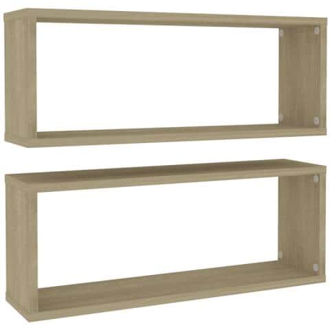 Mensole Parete a Cubo 2pz Rovere Sonoma 60x15x23 cm Multistrato - Foto 3