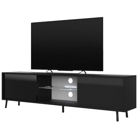 Lefyr - Mobile Tv In Stile Scandinavo / Tavolino Tv Per Salotto / Porta Tv Minimalista / Luci Led / 140 Cm (Nero Opaco / Nero Lucido) - Foto 1