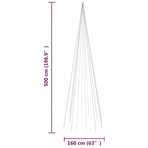 Albero Di Natale Pennone Blu 732 Led 500 Cm - Foto 2