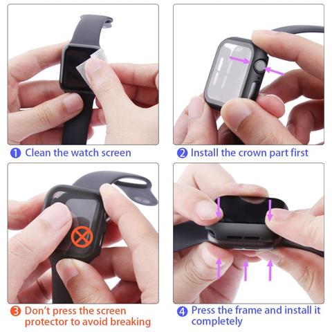 Proteggi Schermo Apple Watch 4/5/6 (44 Mm) Apple Watch Se (44 Mm) Vetro Temperato Nero - Foto 15