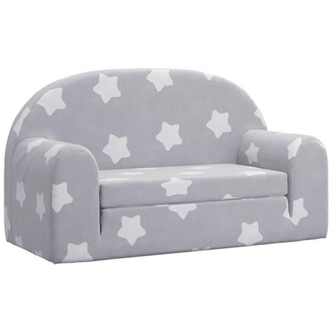Divano Letto Bambini A 2 Posti Grigio Chiaro Con Stelle Peluche - Foto 1