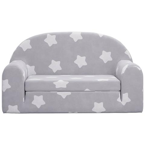 Divano Letto Bambini A 2 Posti Grigio Chiaro Con Stelle Peluche - Foto 2