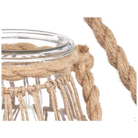 Portacandele Barattolo Trasparente Naturale Vetro Corda 14 X 21 Cm (6 Unità) - Foto 2