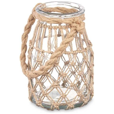Portacandele Barattolo Trasparente Naturale Vetro Corda 14 X 21 Cm (6 Unità) - Foto 3