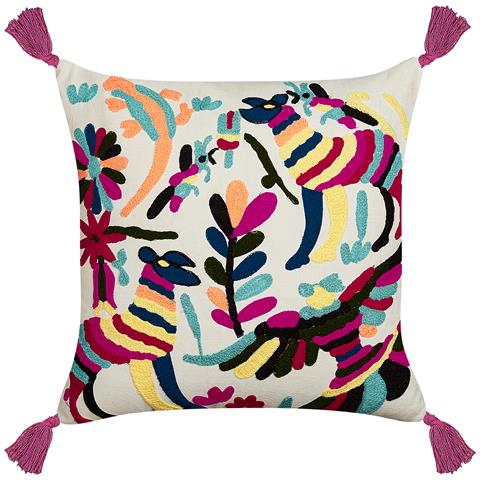 Cuscino Decorativo Raiganj Bouclé 50 X 50 Cm Astratto Ricamato Multicolore - Foto 2