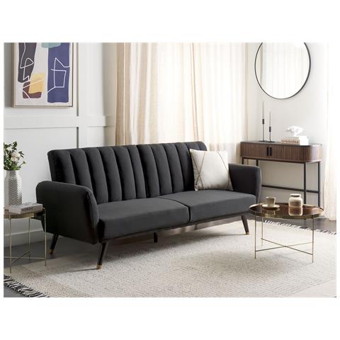 Divano Letto 3 Posti Vimmerby Tessuto Nero - Foto 1