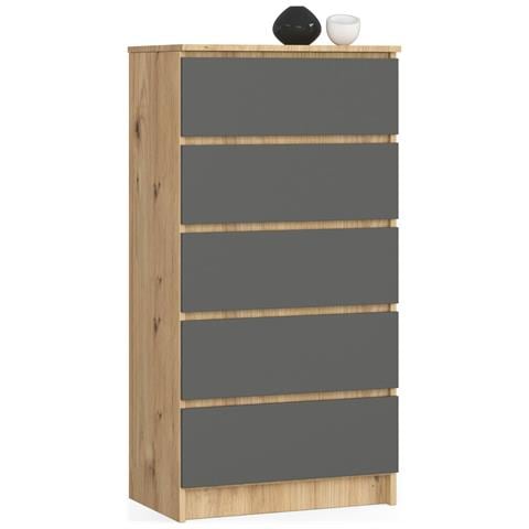 Cassettiera K60, 5 cassetti, 60x40x121 cm, Colore Quarcia Artisan e Grigia Grafite - Foto 1