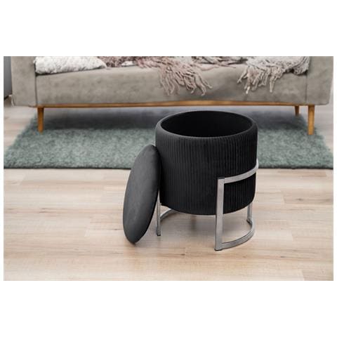 Pouf a scomparto rotonda in velluto PORTO, Colore Nero - Foto 5