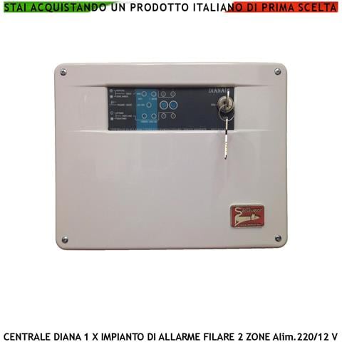 Centrale Allarme Diana 2 Zone Chiave Meccanica Per Impianto Antifurto Filare. Gestisce Sensori Di Movimento Ingresso P - Foto 1