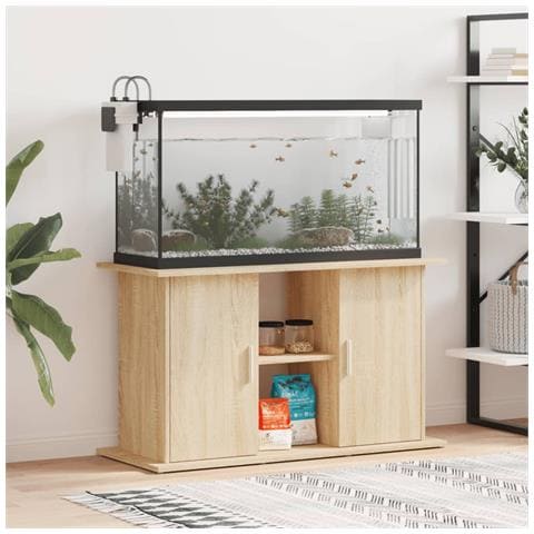 Supporto Acquario 101x41x58 Cm Legno Multistrato Rovere Sonoma - Foto 8