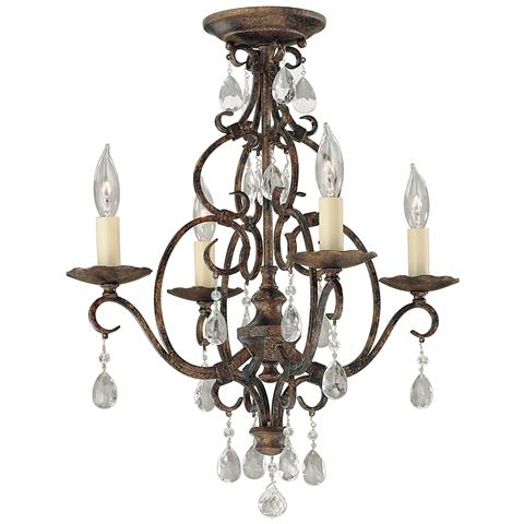 Lampadario Contemporaneo Chateau Acciaio Bronzo Moka Cristallo 4 Luci E14 - Foto 2