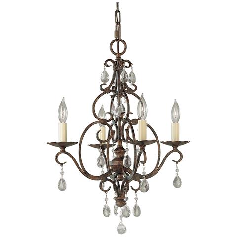 Lampadario Contemporaneo Chateau Acciaio Bronzo Moka Cristallo 4 Luci E14 - Foto 1