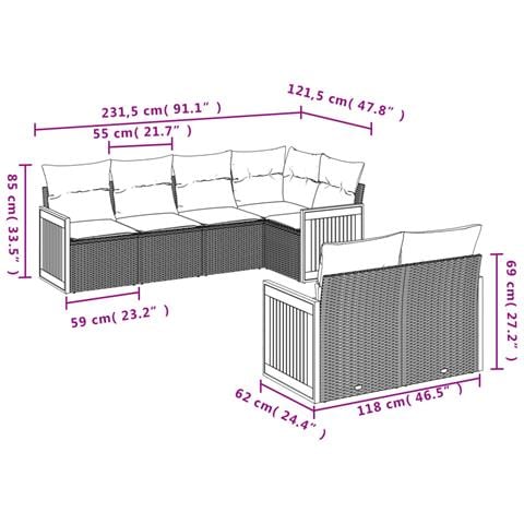 Set Divani Da Giardino Con Cuscini 7pz Nero Polyrattan - Foto 2