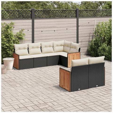 Set Divani Da Giardino Con Cuscini 7pz Nero Polyrattan - Foto 3