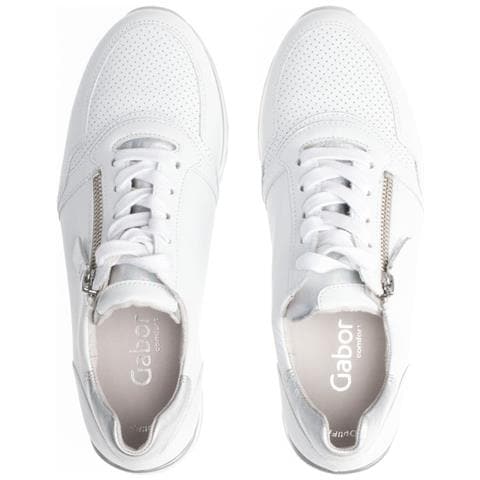 Weiss, Silber (perf) Casual Closed Sport Shoe Sneakers Pelle Scarpe Donna Bianco Eu 41, 26528-50 - Foto 2