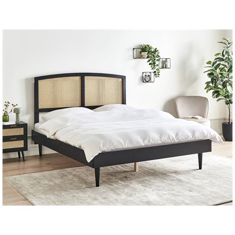 Letto Rattan Varzy 160 X 200 Cm Nero - Foto 1