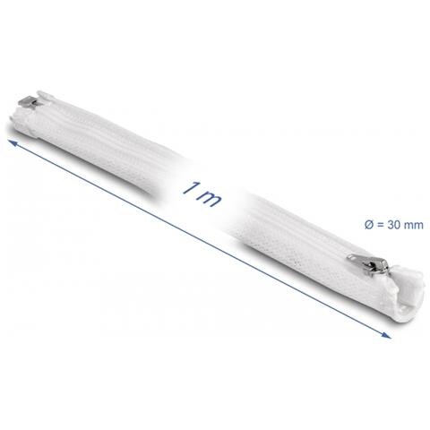 Manicotto intrecciato con cerniera lampo resistente al calore 1 m x 30 mm bianco - Foto 2