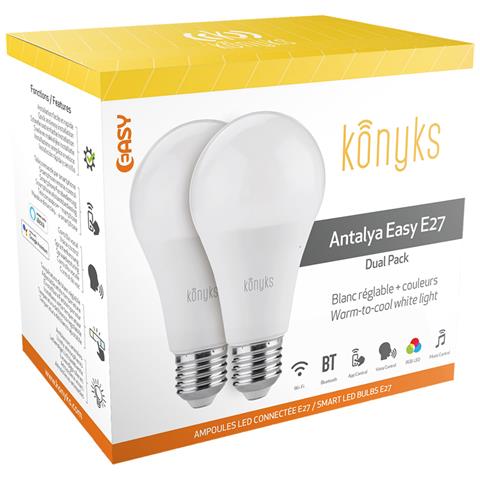 Confezione Da 2 Lampadine Antalya E27 11w Led Smart Wi-fi Bluetooth Con Rgb, Bianco - Foto 2