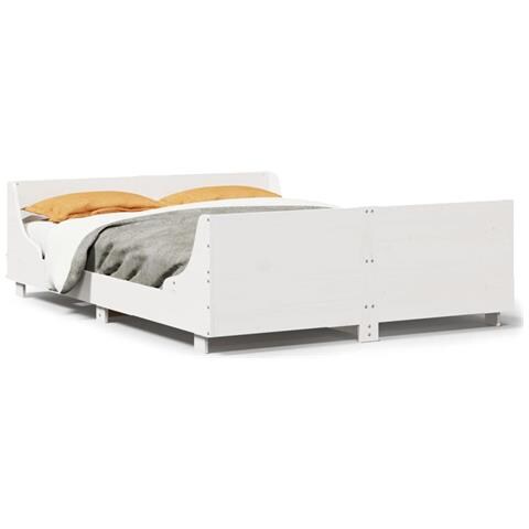 Letto Senza Materasso Bianco 135x190 Cm Legno Massello Di Pino - Foto 2