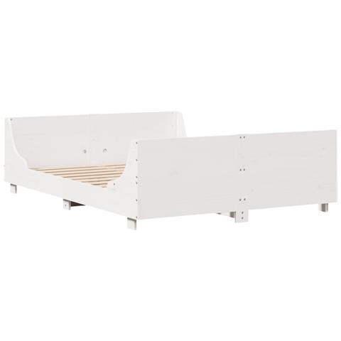 Letto Senza Materasso Bianco 135x190 Cm Legno Massello Di Pino - Foto 3