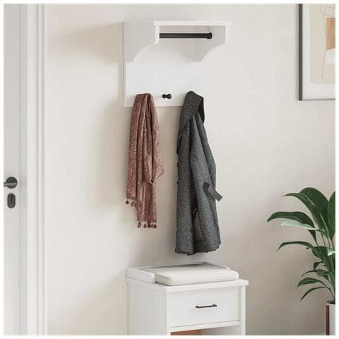 Appendiabiti Da Parete Sandnes Bianco 43x30x42 Cm Legno Di Pino - Foto 3